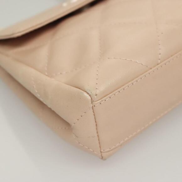 CHANEL Matelasse Hand Bag Leather Beige Silver CC Auth 133091 - Picture 15 of 16